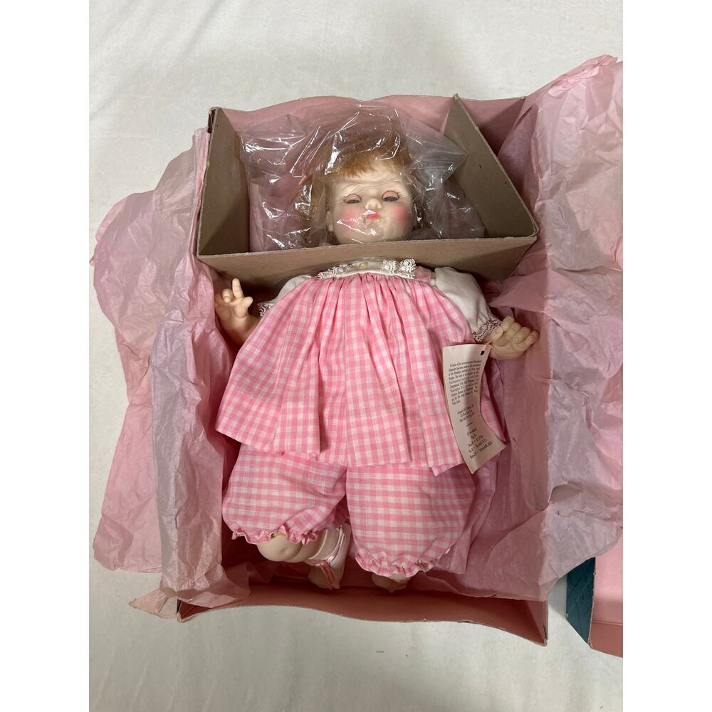 Madame Alexander Puddin Doll Pink Gingham Pajamas Sleeping Baby Doll Boxed VTG